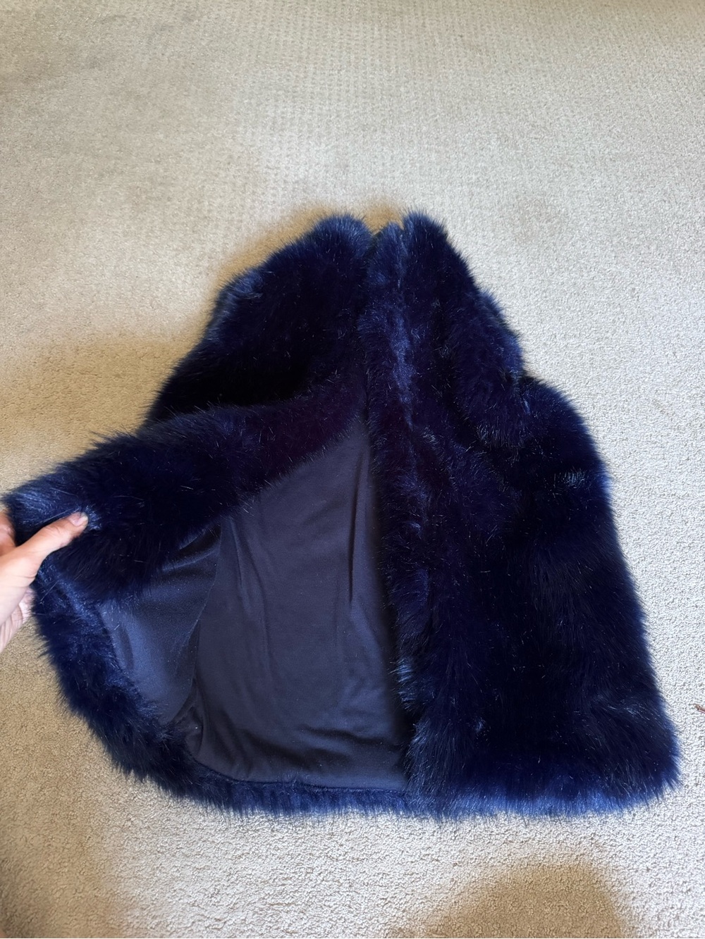 Honey Punch Deep Navy Faux Fur Vest